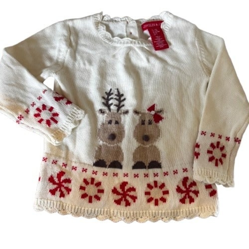 Girls Jingles & Joy Reindeer Sweater Sz 24M‎